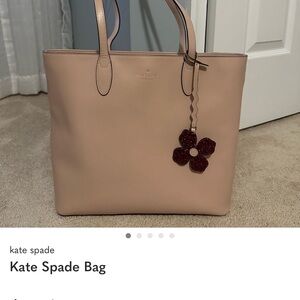 kate spade Like New Blush Pink Leather Tote with Floral Charm